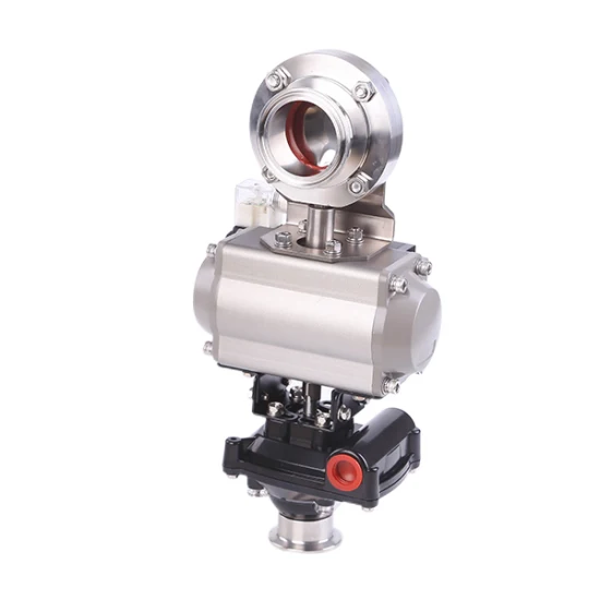 SS304 SS316L Stainless Steel Hygienic Sanitary Clamped Butterfly Valve with Pneumatic Actuator and Solenoid Valve and Limited Switch